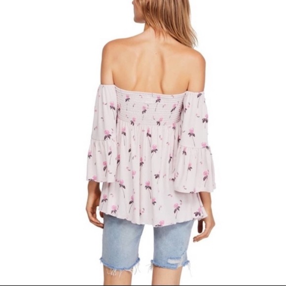 FREE PEOPLE Floral Off Shoulder Pink Top - Picture 3 of 4